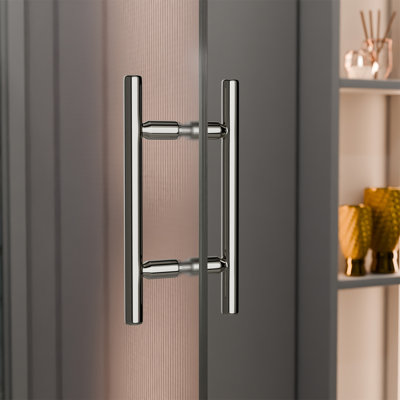 Ladder Style Back-to-Back Pull Handle, 10" Length, 6" Mounting Center To Center, Glazing Thickness 5/16" To 1/2", Polished Nickel Finish