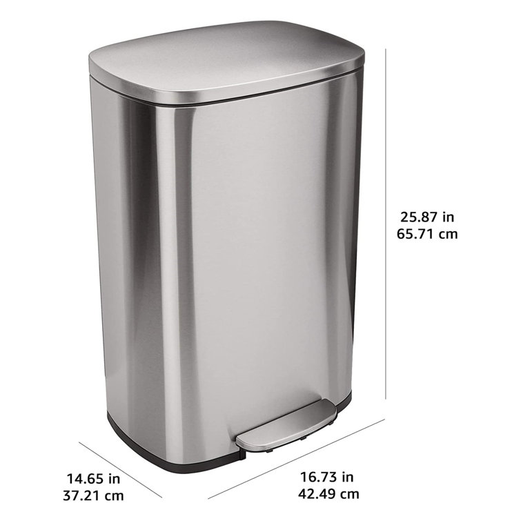 Pirecart 13.2 Gallon Step Trash Can Kitchen Garbage Can Stainless Steel, White