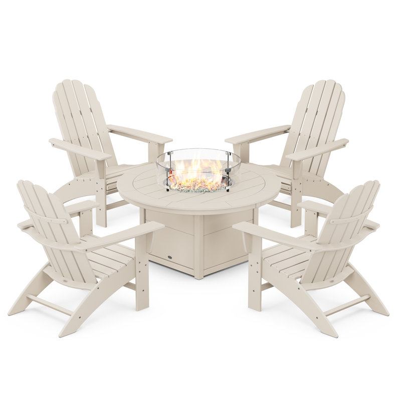 Ensemble de conversation 5 pièces Vineyard Curveback Adirondack avec foyer, Sable