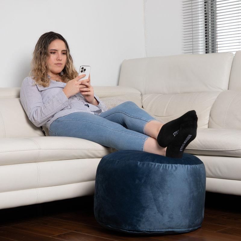 Franka Velvet Ottoman, Navy Velvet