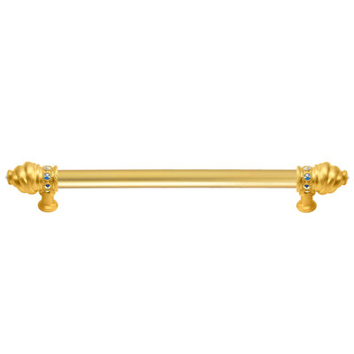 Caché 9 inches c.c. with 5/8 smooth center long pull with 16 rivoli Swarovski Aurore Boreale Crystals in Gilded Mercury