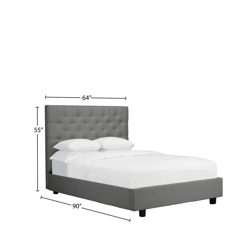 Lit plateforme tapissier avec rangement Waloo, Grand, Anthracite