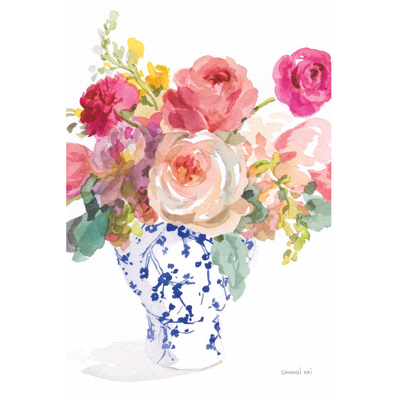 «Sunday Bouquet II» par Danhui Nai - reproduction, H 18 po x l 12 po, Toile tendue