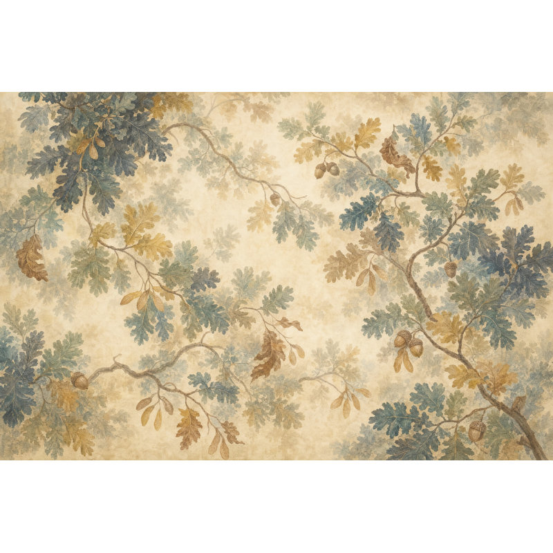 Papier peint amovible avec feuilles de chêne, Non-Woven Nonpasted, 120"x96"