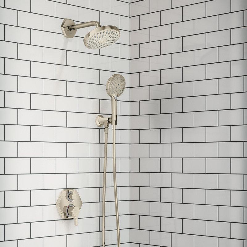 Hansgrohe, bras de douche transitionnel 9 po 4 po en nickel poli, 04826830, pour produits Hansgrohe, Nickel poli