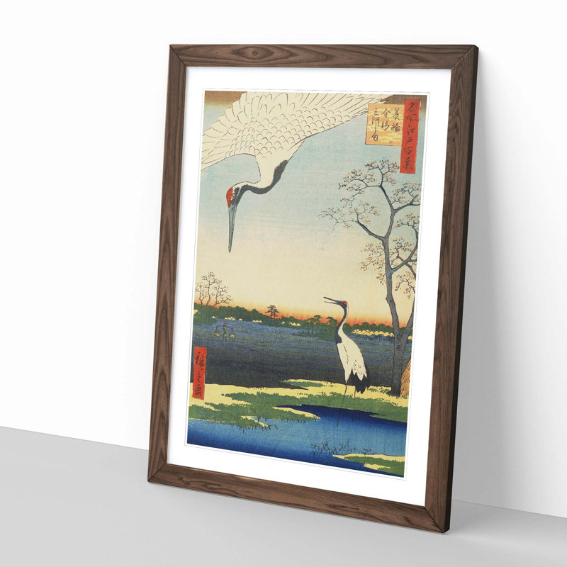 Japanese Oriental Kanasugi by Utagawa Hiroshige - Framed Print, Walnut