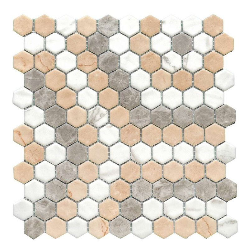 Eterna Hex 1" x 1" Glass Mosaic Floor and Wall Tile
