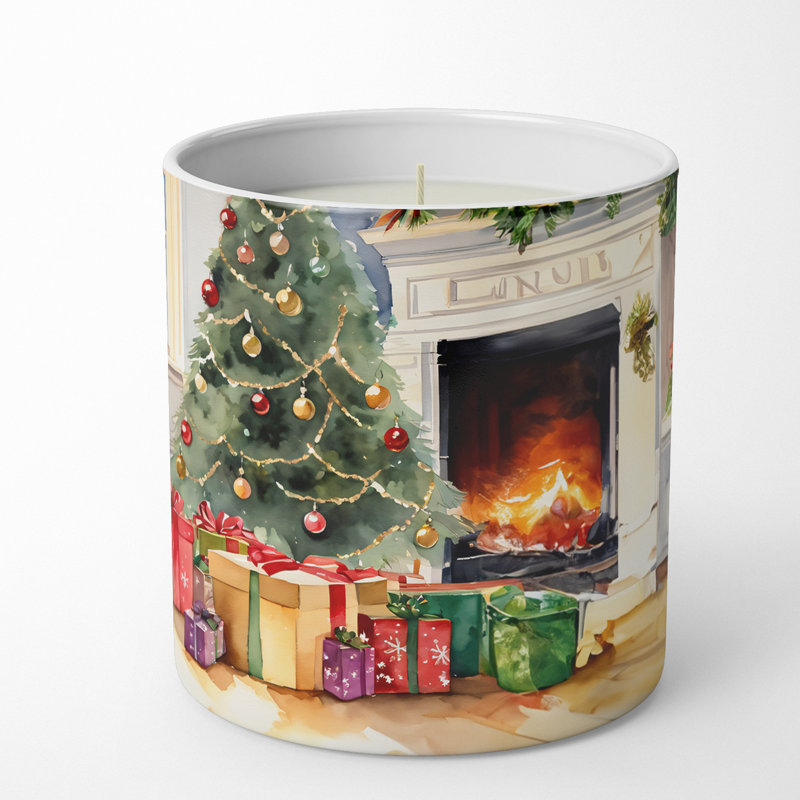 Bougie de Noël parfumée avec support en céramique
