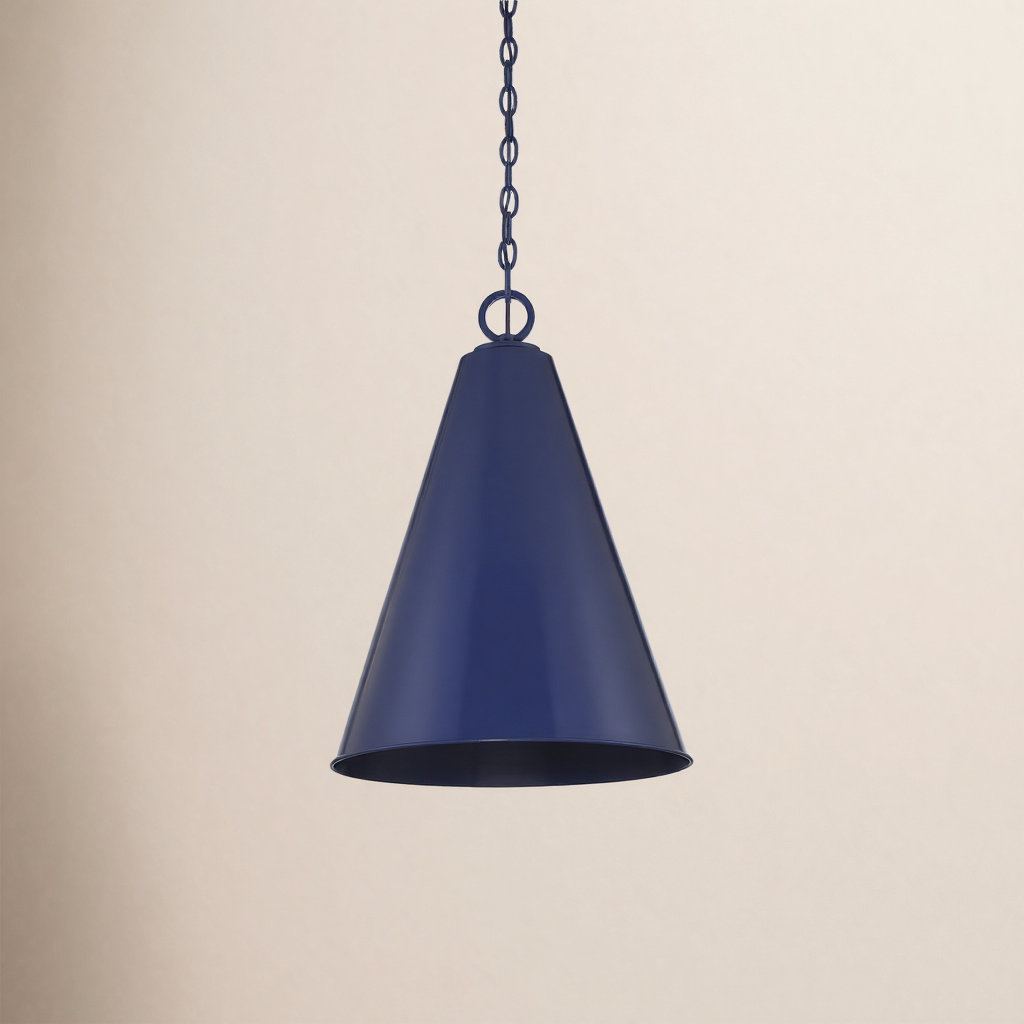 Grenadine Single Light Metal Dimmable Pendant, Navy Blue