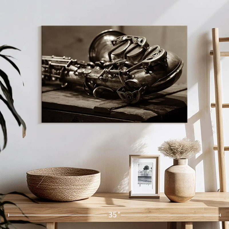 Abarca Sepia Saxophone, 8" H x 12" W