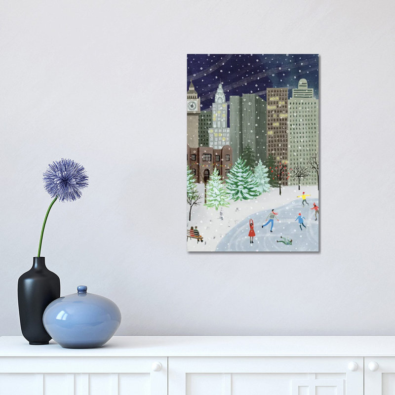 «Christmas in the City I» par Grace Popp - impression d'art graphique, H 18 po x l 12 po x 1,5 po, Toile tendue, Pas de tapis