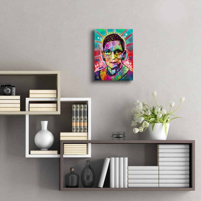 Art épique «Ruth Bader Ginsburg» par Dean Russo, art mural en verre acrylique, H 16 po x l 12 po x P 0,13 po