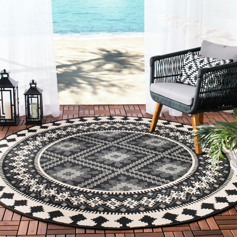 Tillis Southwestern Indoor/Outdoor Area Rug, Round 3'