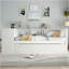 Lit de jour double avec lit gigogne, structure de lit de jour en bois avec tiroirs de rangement et tablettes latérales, lit de jour avec bureau, aucune boîte à ressorts nécessaire, blanc-667705988-667705989