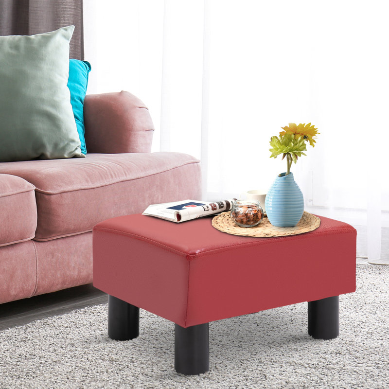 Petit repose-pieds repose-pieds avec repose-pieds rectangulaire, Similicuir rouge