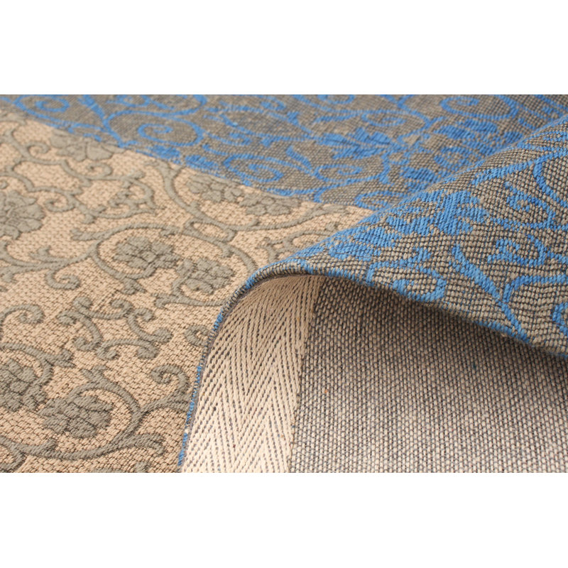 Tapis bleu handwoven à tissage plat Amata