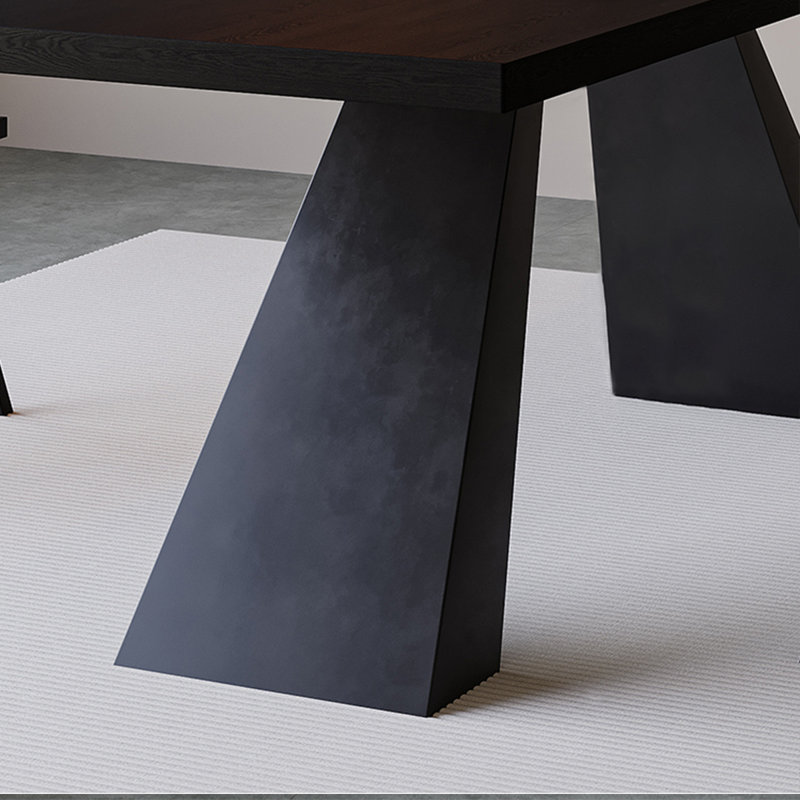 Black Rectangular Solid Wood+Iron Butterfly Leaf Dining Table, 29.53"H x 55.12"L x 31.5"W