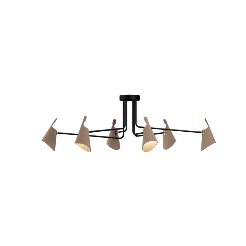 Chandelier, 19.29" H x 60.63" W x 30.91" D, 6, Organic Cappuccino