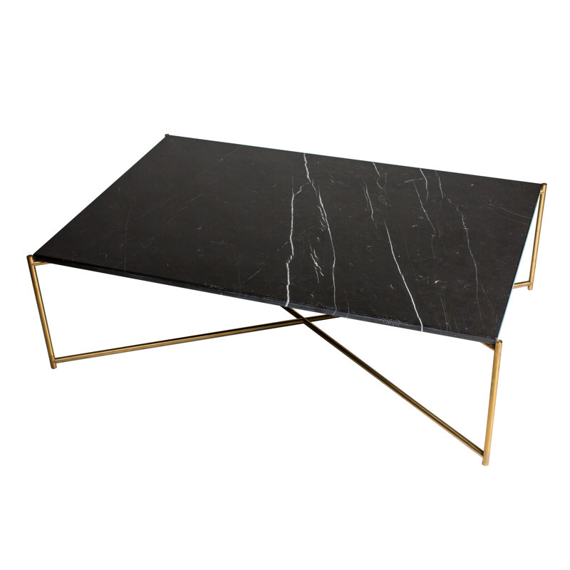 Bedell Four Leg Coffee Table, Black, Brass