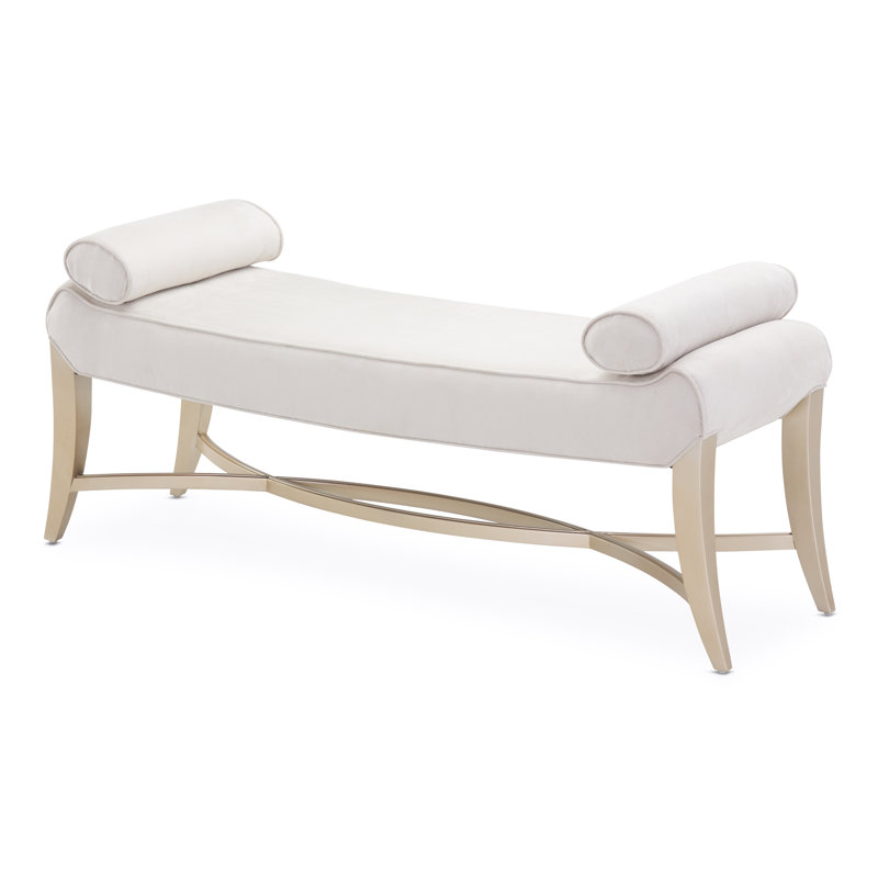 Malibu Crest Upholstered Bench, White/Chardonnay
