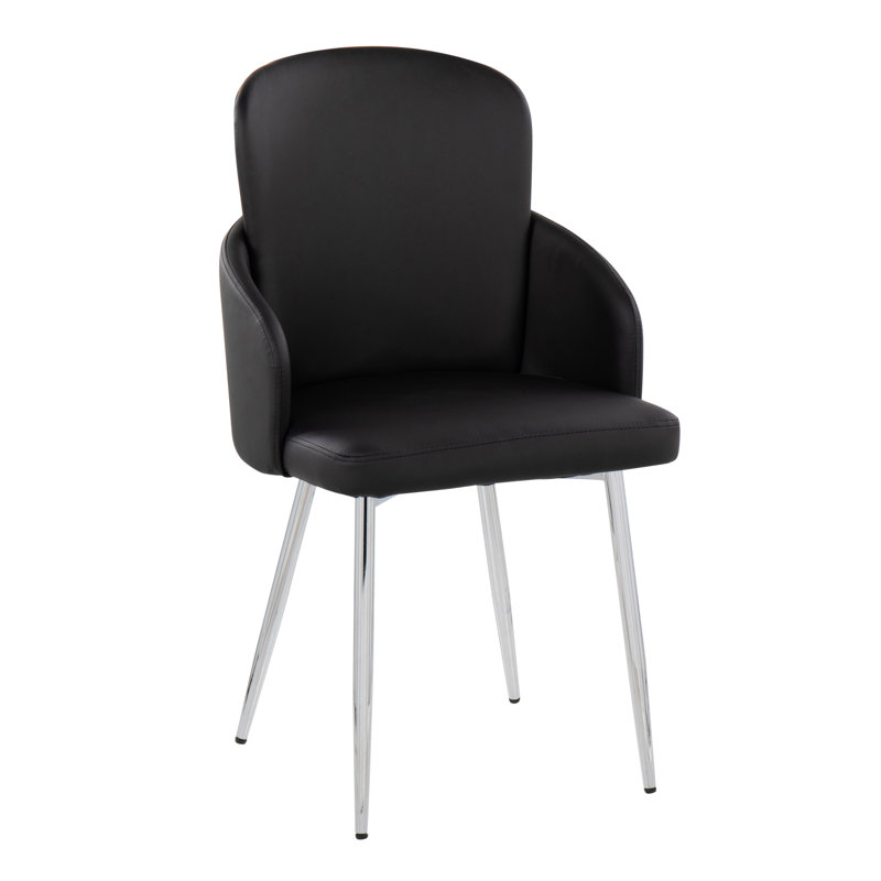 Chaise avec accoudoirs rembourrée Jaquavia, Noir, Chrome