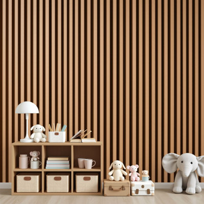 Peel and Stick Wallpaper Wooden Vertical Stripes Warm Tones Textured Design Rustic Wall Murals 69"H x 96"W Removable PVC Wall Paper Self-Adhesive Wall Decor for Bedroom Living Room Home Office
