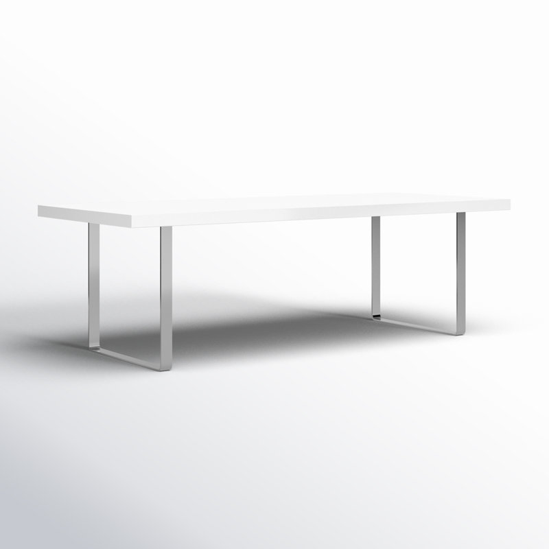 Table de conférence rectangulaire Miro, Chrome, Laque blanche