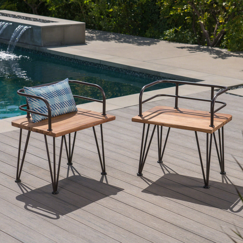 Chaise industrielle en bois et métal (ensemble de 2)