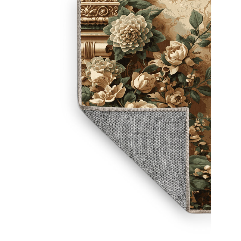 Tapis floral beige délavé à la machine Parkwoods, 7 x 9