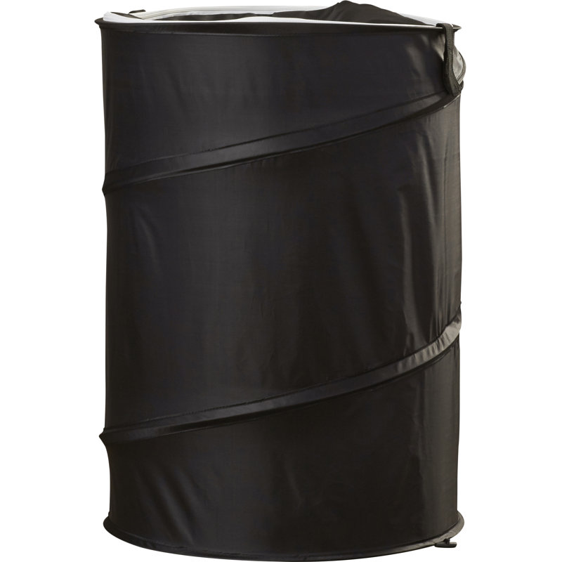 Panier à linge Pop-Up - Sac en nylon pliable avec sangles de transport et fermeture à glissière, Noir
