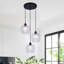 Luminaire suspendu en verre grainé réglable à 3 lumières 55 "à intensité variable