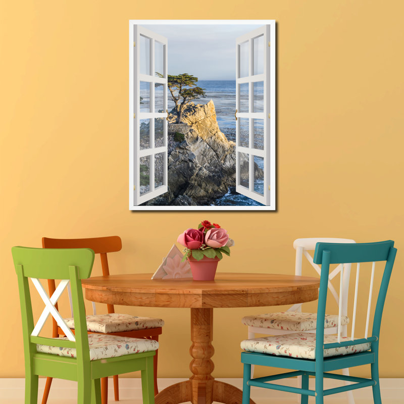 " Monterey Beach View Picture French Window Art, 22" x 29", White Frame " Graphic Art Print