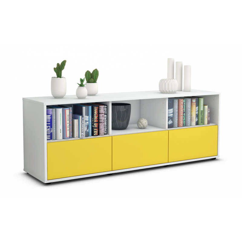 Wunsch Unfinished TV Stand for TVs up to 60, Yellow / Matte White