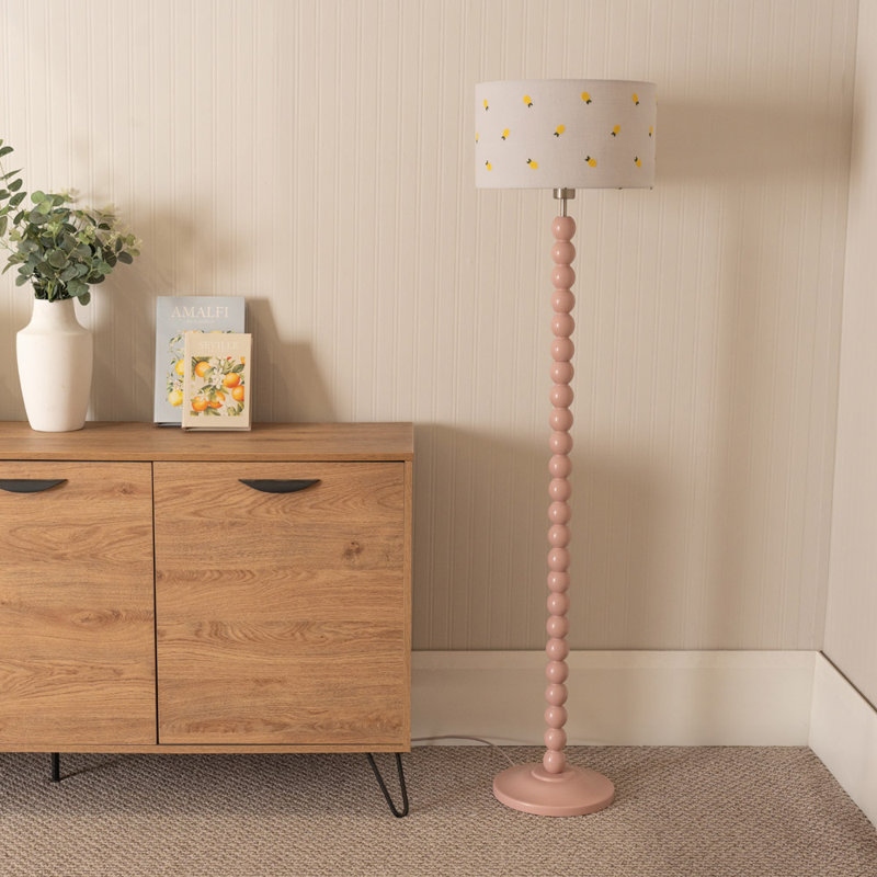 Mimms 145cm Traditional Floor Lamp, Pink, No