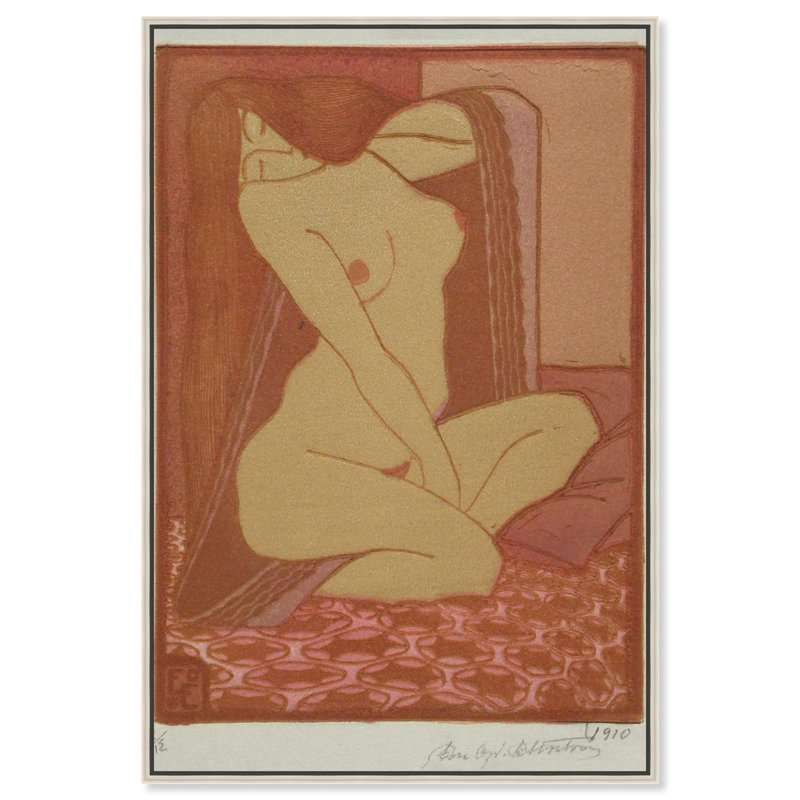 Art féminin rétro classique sur toile 1910 par Art Remedy, Cadre argenté, H 16 po x l 11 po