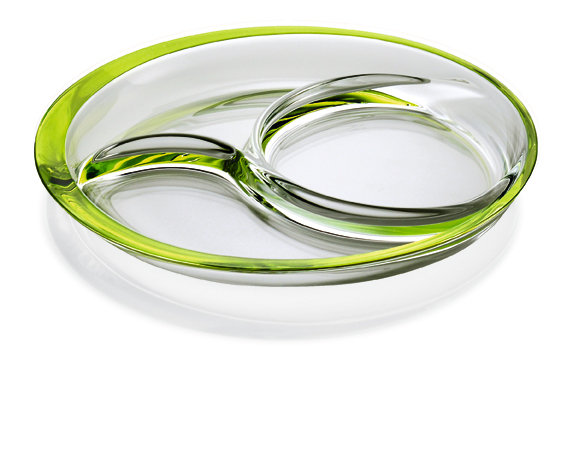 EGO Profili Glass Divided Serving Dish, Clear/Green