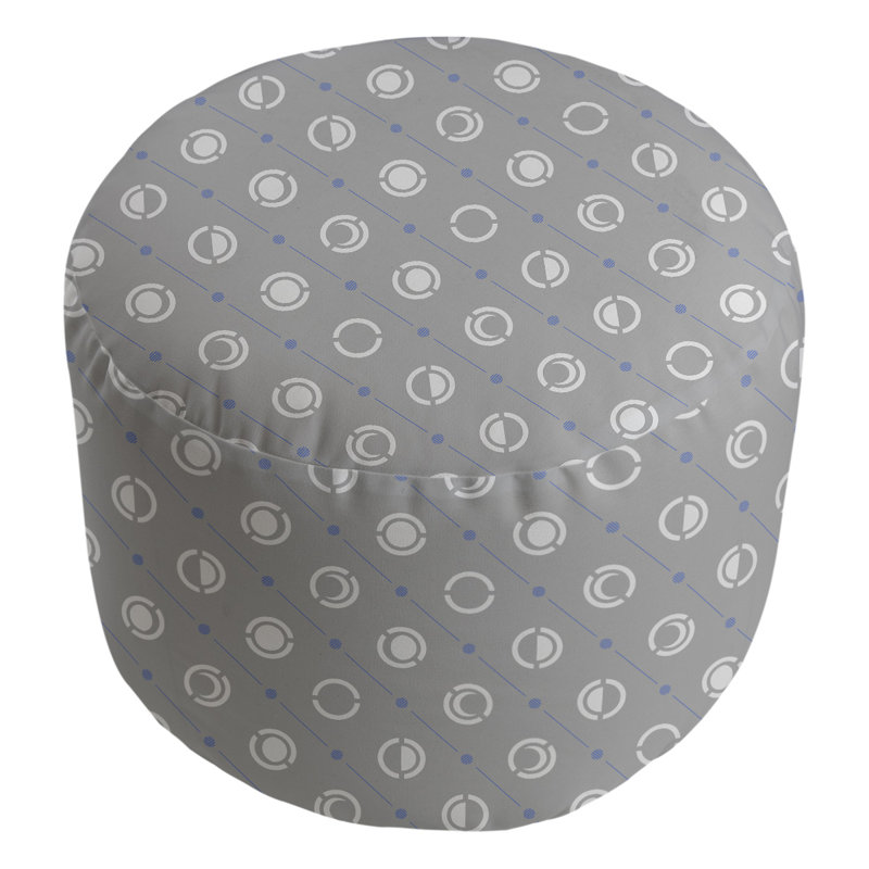 Upholstered Pouf, Blue Accent