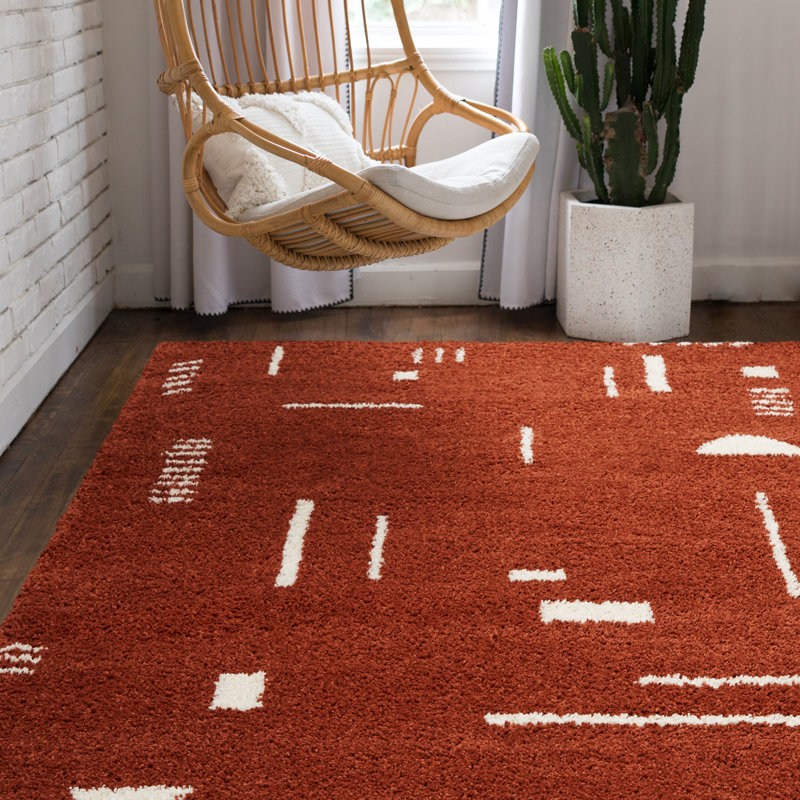 Tapis géométrique à poils longs Morin, Rectangle 5 pi 3 po x 7 pi