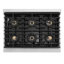 ZLINE Autograph 36 po. Cuisinière à gaz avec 6 brûleurs DuoPro avec porte noire et décorations dorées-1643974478-1643974476