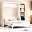 Lit double en blanc avec bureau et rangement pour échecs, bois de pin, pliable et peu encombrant avec finition, frisbees, construction, longue durée
