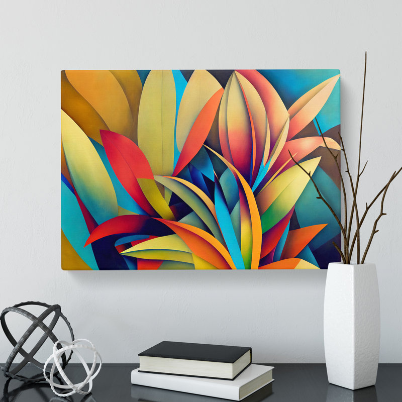 Bewitching Tropical Flowers Abstract - Wrapped Canvas, 35cm H x 50cm W x 3cm D