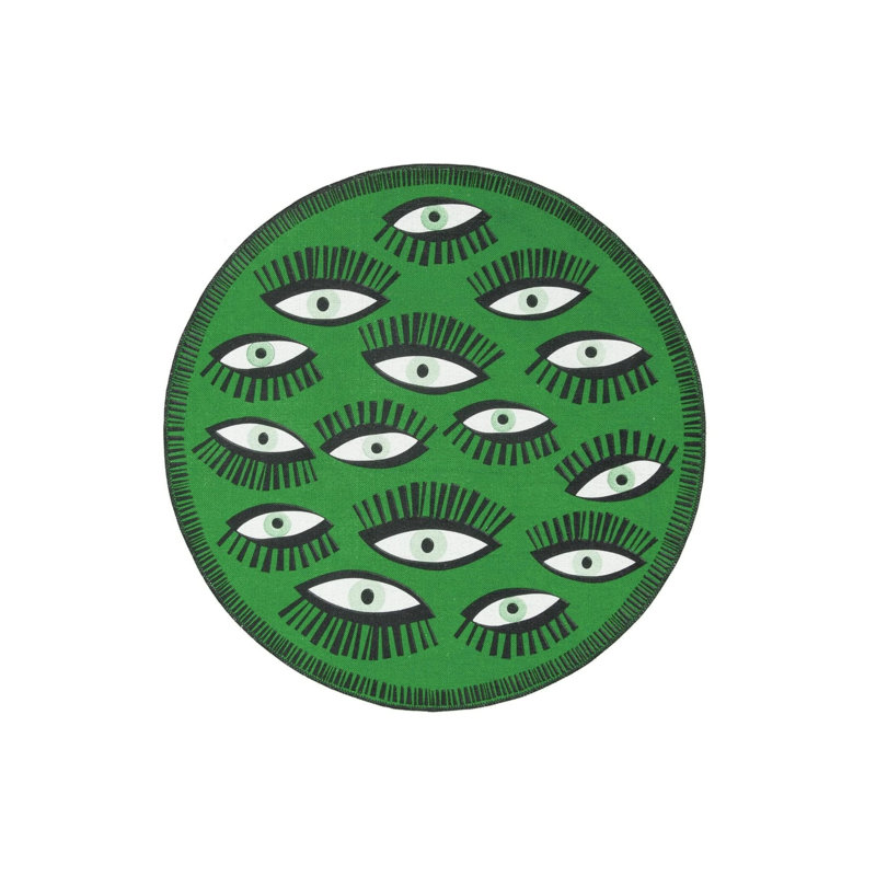 Tapis rond vert forêt, Rond 5 pi
