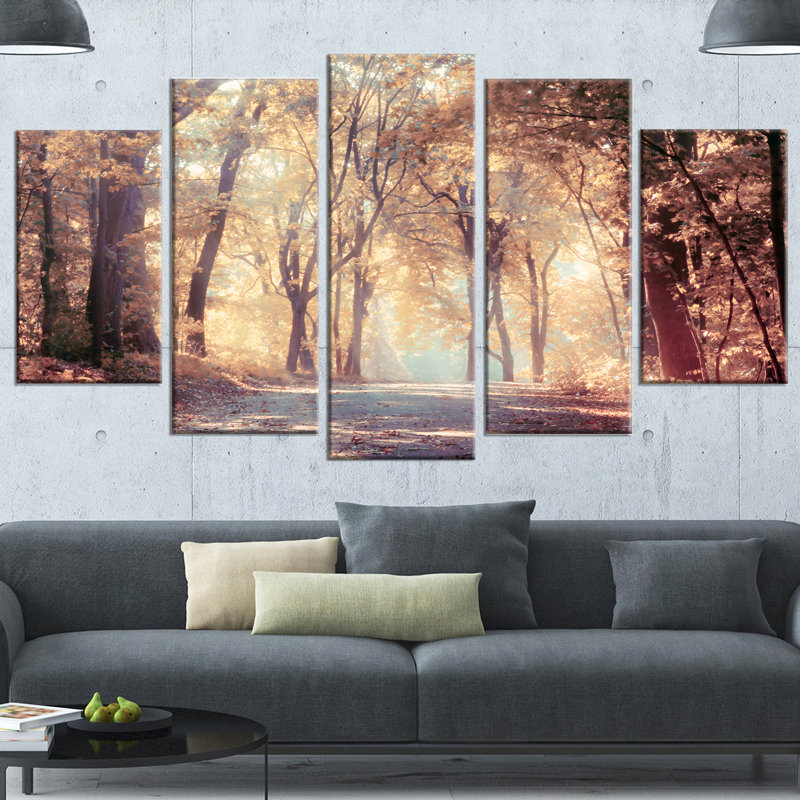 « golden automne belle forest », ensemble de 5 reproductions de photos sur toiles tendues