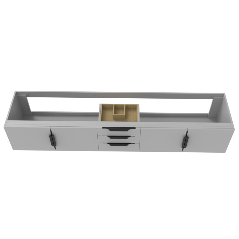  Base de meuble-lavabo double 84 po Alpine, Gris / noir