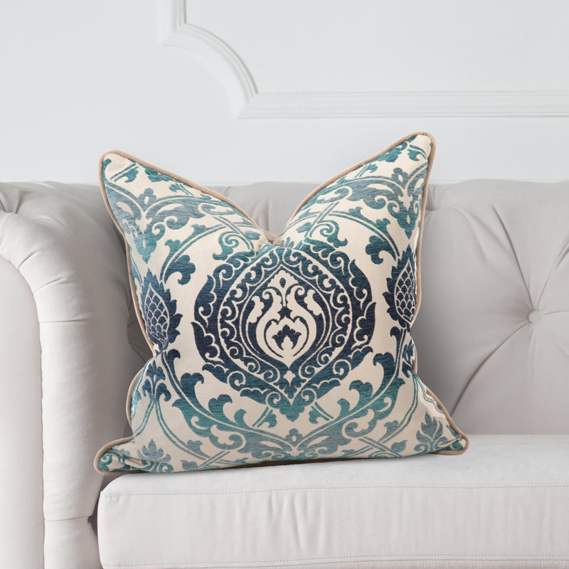 Davida Kay Damask Throw Pillow, 24" x 24", Indigo