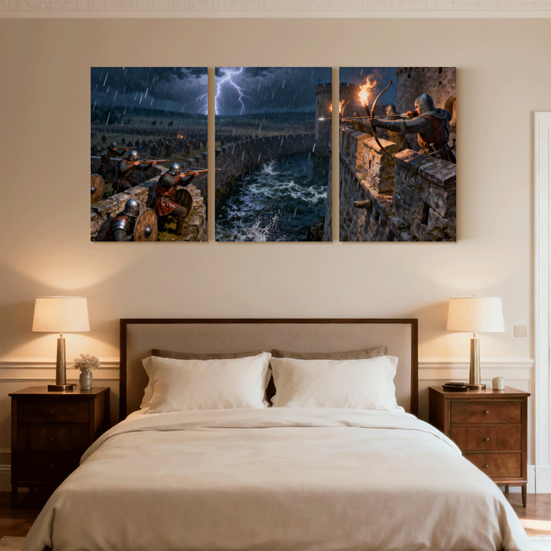 Ensemble de 3 reproductions d'art mural sur toile Mid-Century, H 18 po x l 36 po