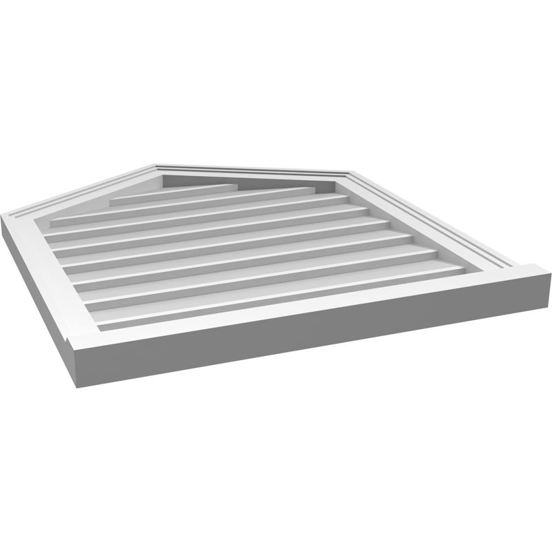 Peaked Top Surface Mount Signature Urethane Non-Functional Gable Vent 7/12 Pitch Primed Tan, 30" H x 26" W x 2" D