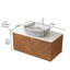 Meuble-lavabo et lavabo 36 po, armoire de rangement en contreplaqué flottant, portes doubles en sergé avec garniture en métal, vasque en céramique à motif marbré et plateau en pierre frittée blanc de Carrare, couleur grain de bois de chêne Corolla