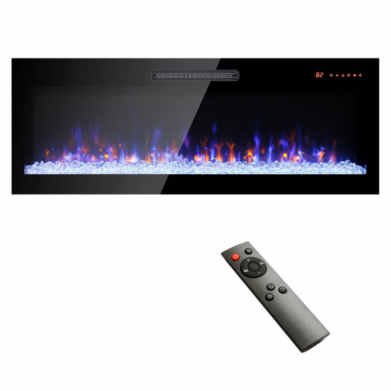 50 Inch Recessed  Thin Wall Mounted Electric Fireplace With Remote And Led Light Heater