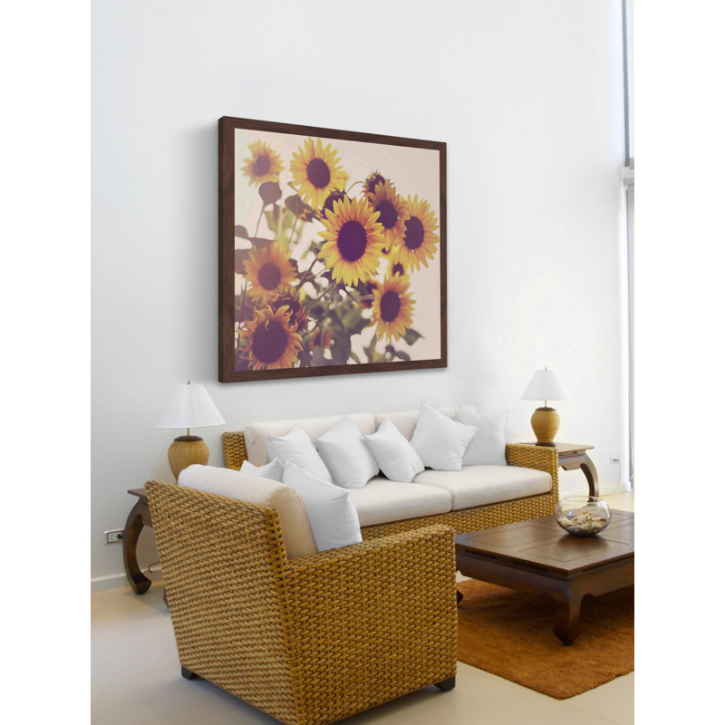 « tournesol », reproduction de photo encadrée, H 18 po x l 18 po x P 1,5 po